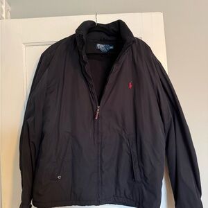 Ralph Lauren Men's Black Windbreaker with Red Logo Fleece lined - never worn !!